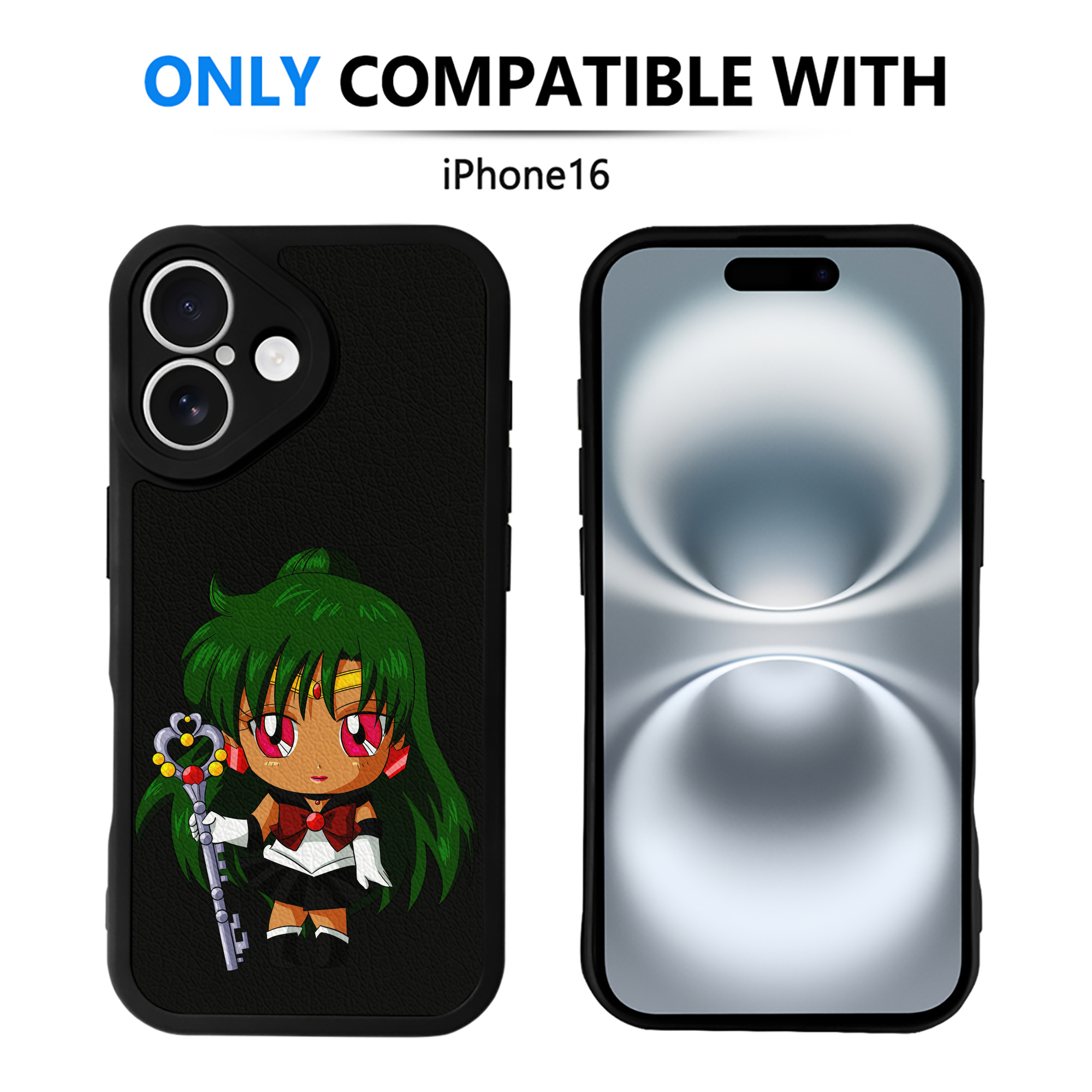 （画像用） 美少女戦士セーラームーン 冥王せつな Sailor Moon Meiou Setsuna 【iPhone 16シリーズ対応】シリコンスマホケース（レザー調） 材質：シリコン